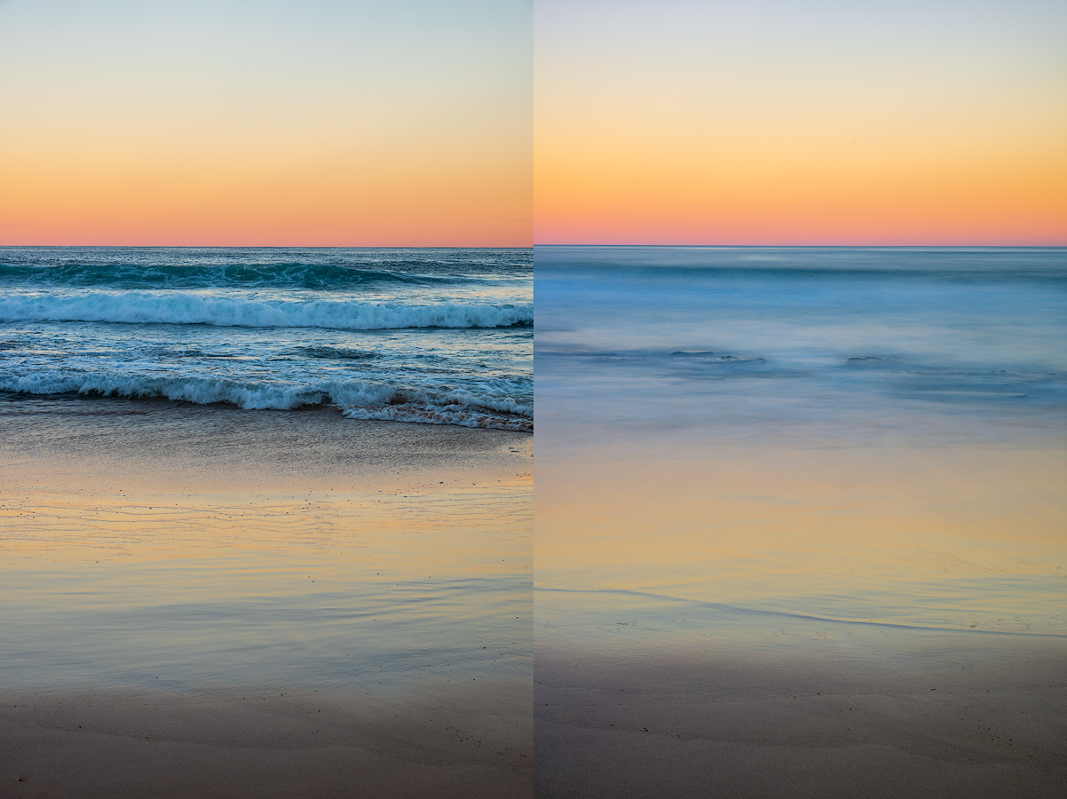 Both images show the same scene. One without the filter (1/20 sec), the other one (30 sec) with ND400. That's the difference we are after.